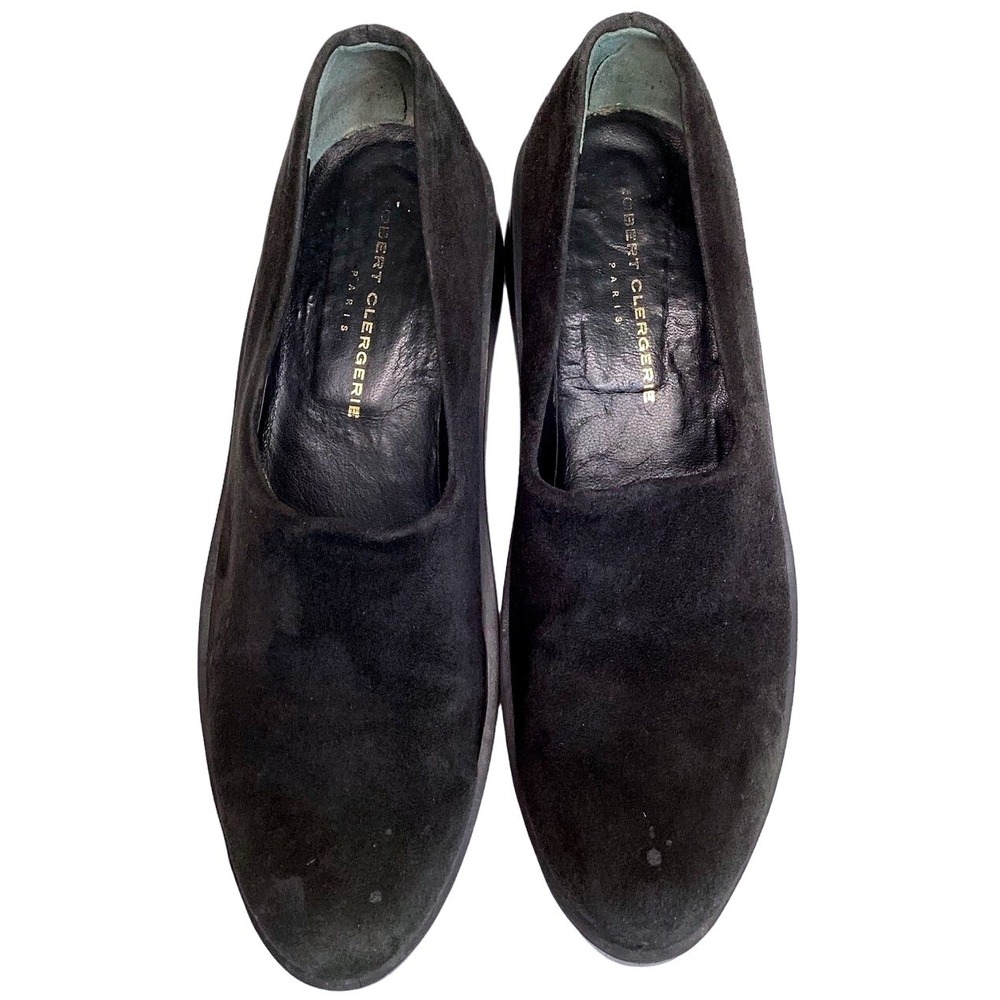 Robert Clergerie Paris Platform Loafers Women 7.5 Black Vintage Suede Slip On - Picture 3 of 8